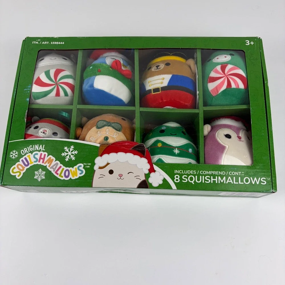 Squishmallows Christmas Holiday Ornament 8-Pack‎ Plush Set New 2024 Box Wear